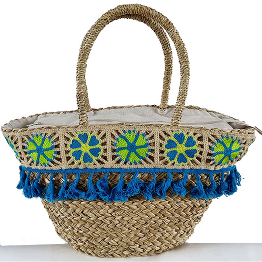 MPBO469 BORSA PAGLIA RICAMATA